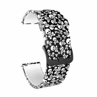 Killer Deals 20mm Universal Silicone Strap for Samsung/Huawei/Garmin- Skull