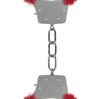 Pleasure Handcuffs Furry - Red