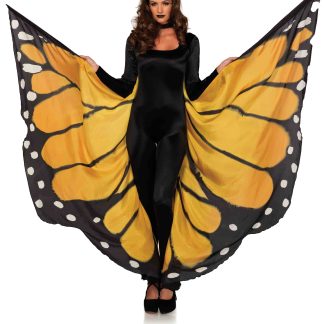 Festival Butterfly Wing Halter Cape - Orange/ - One Size - Black