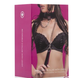 Reversible Collar With Leash - Pink