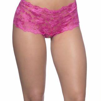 Crotchless Lace Boyshort - Large/extra Large - Pink