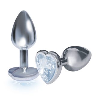 The 9's the Silver Starter Heart Bejeweled Stainless Steel Plug - Diamond