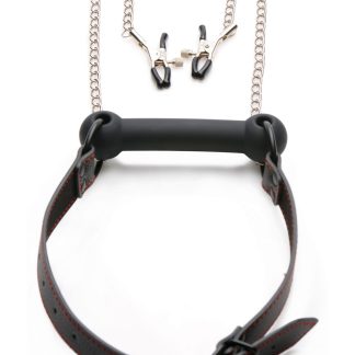 Silicone Bit Gag With Nipple Clamps
