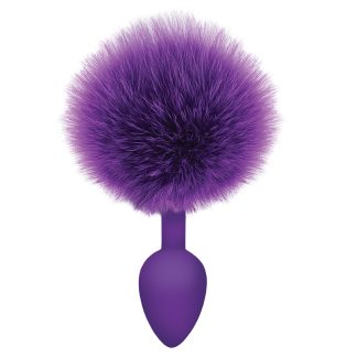 The 9's Cottontails Silicone Bunny Tail Butt Plug - Purple
