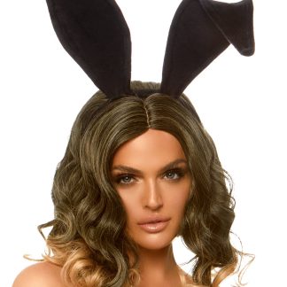 Bendable Velvet Bunny Rabbit Ears - Black