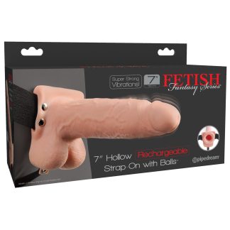 Fetish Fantasy Series 7 Inch Hollow Rechargeable Strap-on With Balls - Flesh