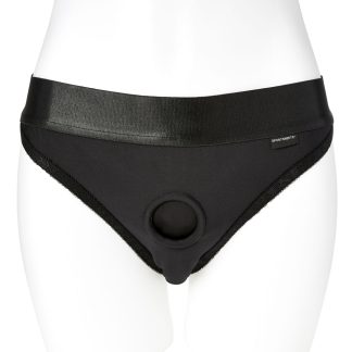 Em. Ex. Active Harness Wear Crotchless Silhouette - Black - Extra Large