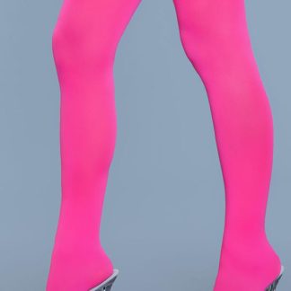 Opaque Nylon Thigh Highs - Neon Pink - One Size