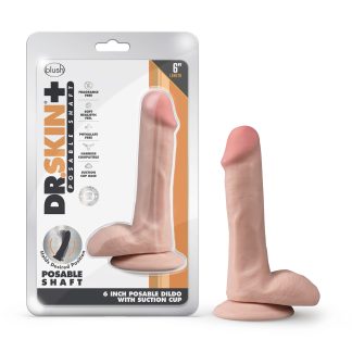 Dr. Skin Plus - 6 Inch Posable Dildo With Balls - Vanilla