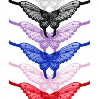 Butterfly Crotchless Panty With Pearl Accents - Assorted Colors - One Size