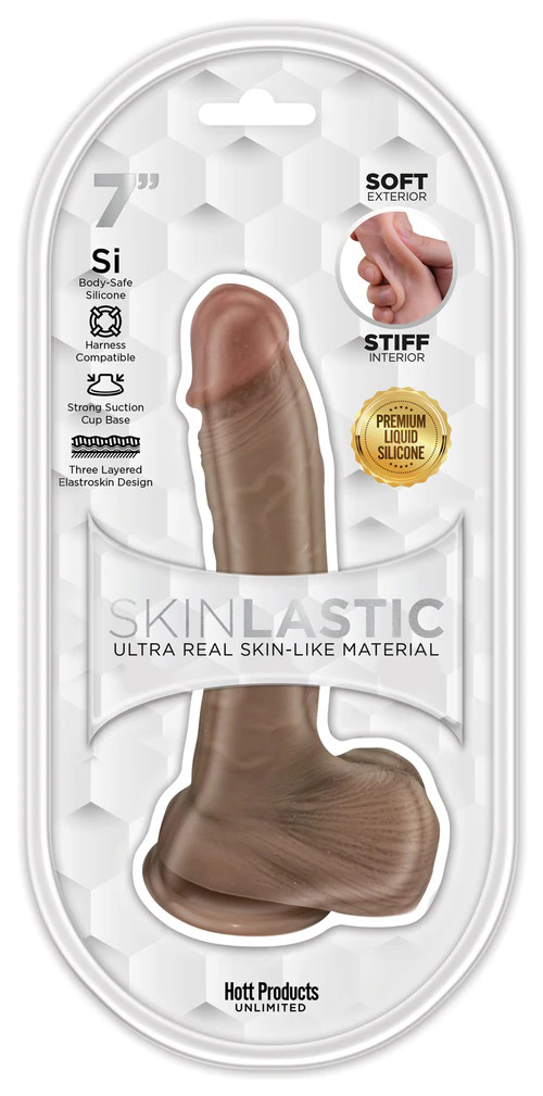 Skinsations - Skinlastic - Sliding Skin Dildo - 7-Inch With Suction Base