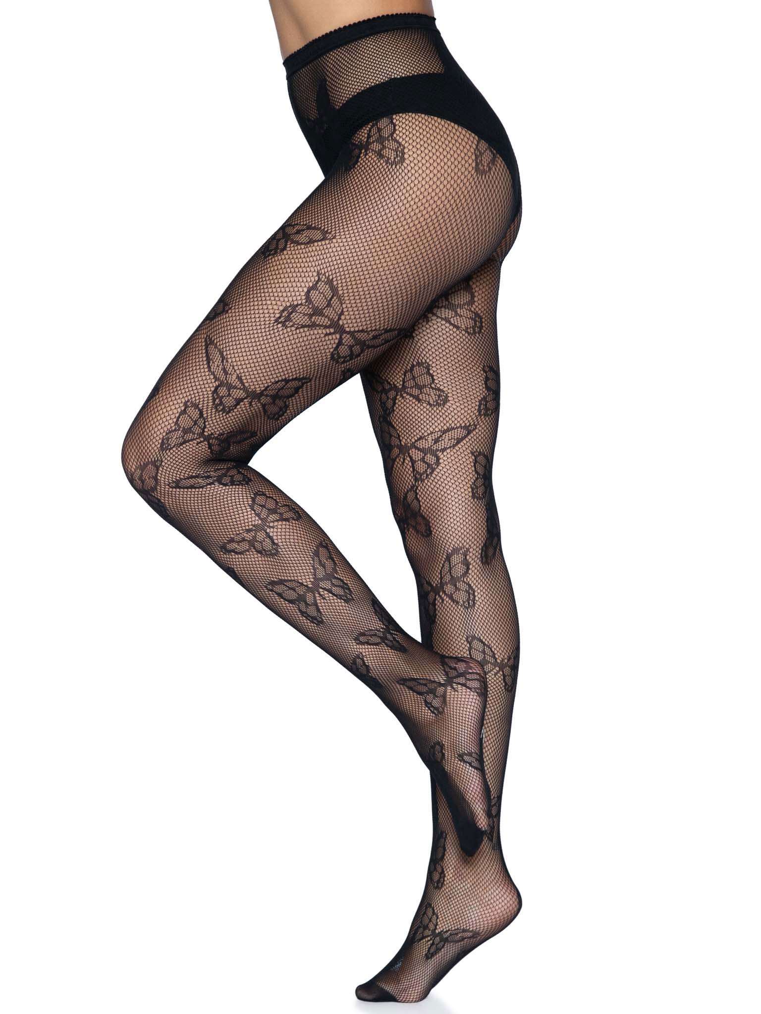 Butterfly Net Tights - One Size - Black