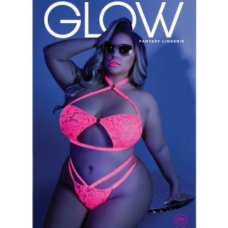Lights Off Bralette and Panty - Queen - Neon Pink