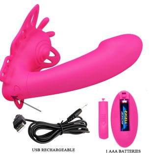 Pretty Love Katherine Wearable Butterfly Vibrator - Fuchsia