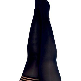 Danielle - Black Opaque Thigh High - Size D - Black