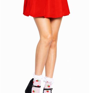 Strawberry Polka Dot Ruffle Top Anklets One Size - White/red