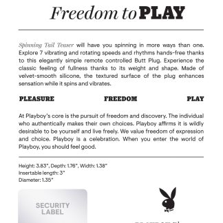 Playboy Pleasure - Spinning Tail Teaser - Butt Plug - Deep Teal