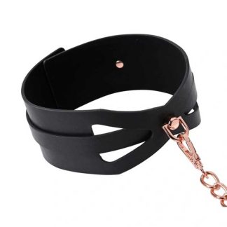 Brat Collar and Leash - Black / Rose Gold