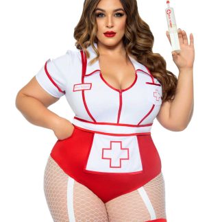 Plus Nurse Feelgood Sexy Costume - 1x/2x - White / Red