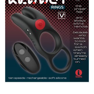 Red Dot Vibrating Cock Ring V1 With Remote - Black/red