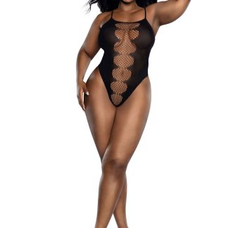 Easy Teddy With Fishnet Peek a Boo - Black - Q