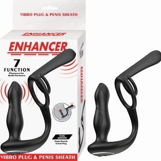 Enhancer Vibro Plug and Penis Sheath - Black