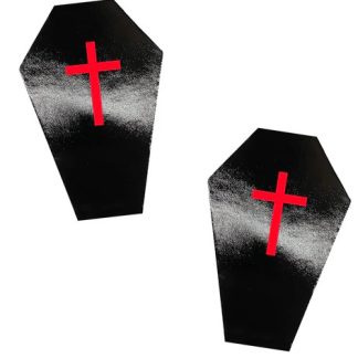 Dom Squad Wet Vinyl Black Coffin Nipple Cover Pasties