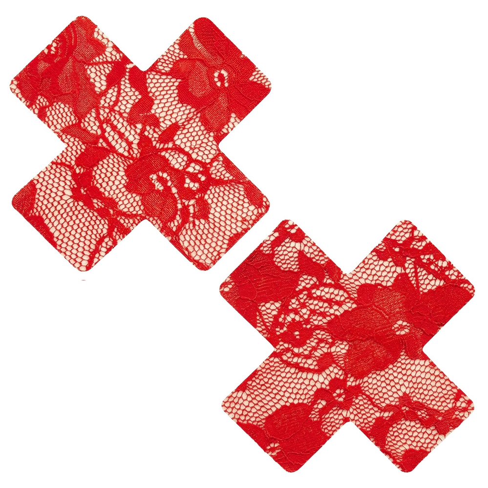 Red Lace X Nipple Cover Pasties