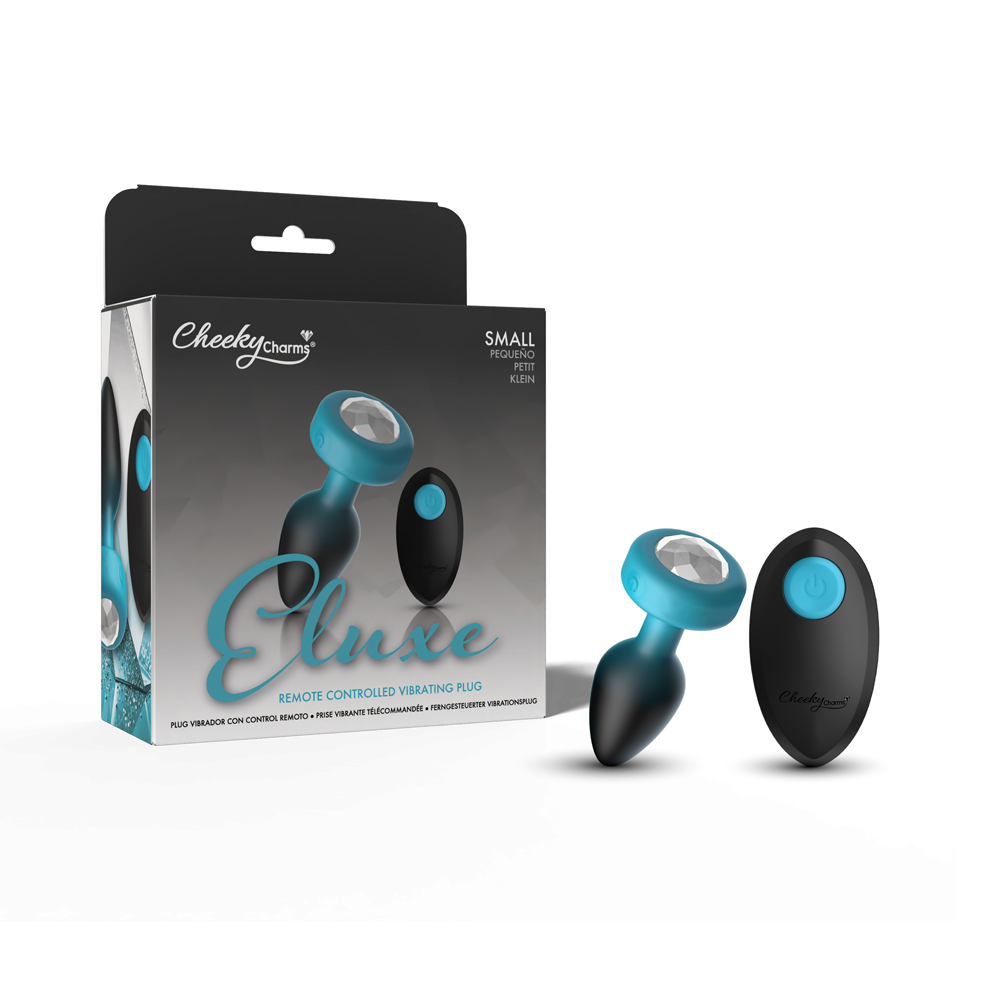 Eluxe Vibrating Clr Gem Bluombre Plug Sm With Remote