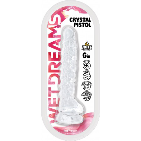 Wet Dreams Crystal Pistol 6" Suction Cup Dildo - Clear
