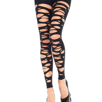 Tattered Footless Tights Black Os