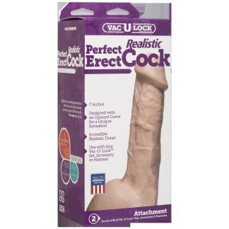 Vac-U-Lock Perfect Erect Realistic Cock - White