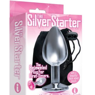 The 9's the Silver Starter Bejeweled Stainless Steel Plug - Pink