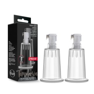 Temptasia Nipple Pumping Cylinders Set of 2 (1 Inch Diameter) - Clear