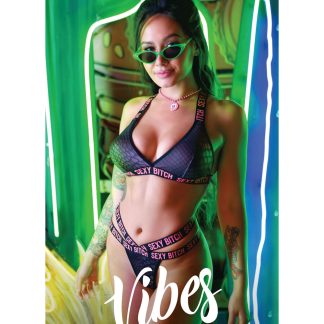 Sexy Bitch Bralette and Strappy Panty Set - Black - M/l