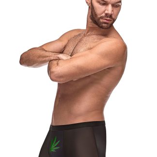 Private Screening Pot Leaf Pouch Short Black