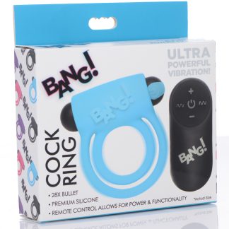 Bang - Silicone Cockring and Bullet With Remote Control - Blue