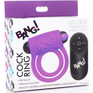Bang - Silicone Cock Ring and Bullet With Remote Control - Purple