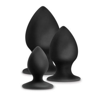 Anal Adventures - Platinum - Silicone Anal Stout Plug Kit - Black