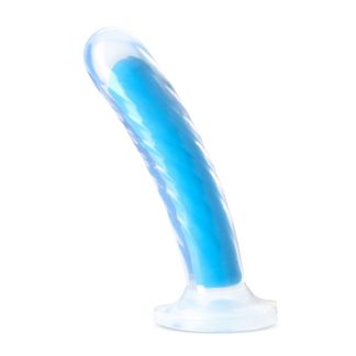 Neo Elite - Glow in the Dark - Tao - 7 Inch Silicone Dual Density Dildo - Neon Blue