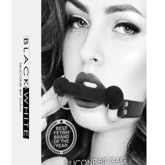 Silicone Bit Gag With Adjustable Bonded Leather Straps - Black