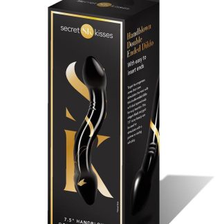Secret Kisses - 7.5 Inch Handblown Double Ended Dildo - Black