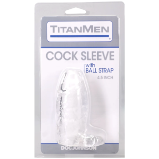 Titanmen - Cock Sleeve With Ball Strap - 4.5 Inch Clear
