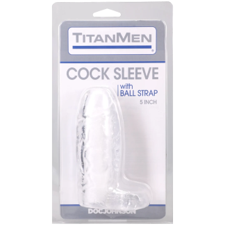 Titanmen - Cock Sleeve With Ball Strap - 5 Inch Clear