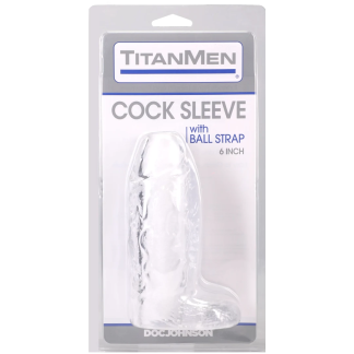 Titanmen - Cock Sleeve With Ball Strap - 6 Inch Clear