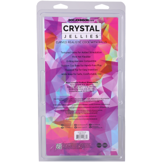Crystal Jellies - Curved Realistic Cock With Balls - 8 Inch Teal