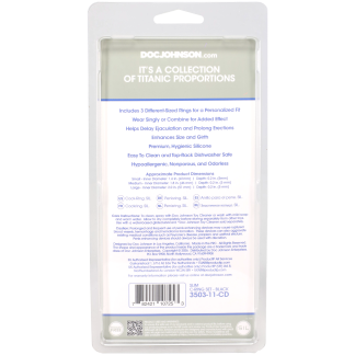 Titanmen - Slim C-Ring - 3 Piece Silicone Set Black